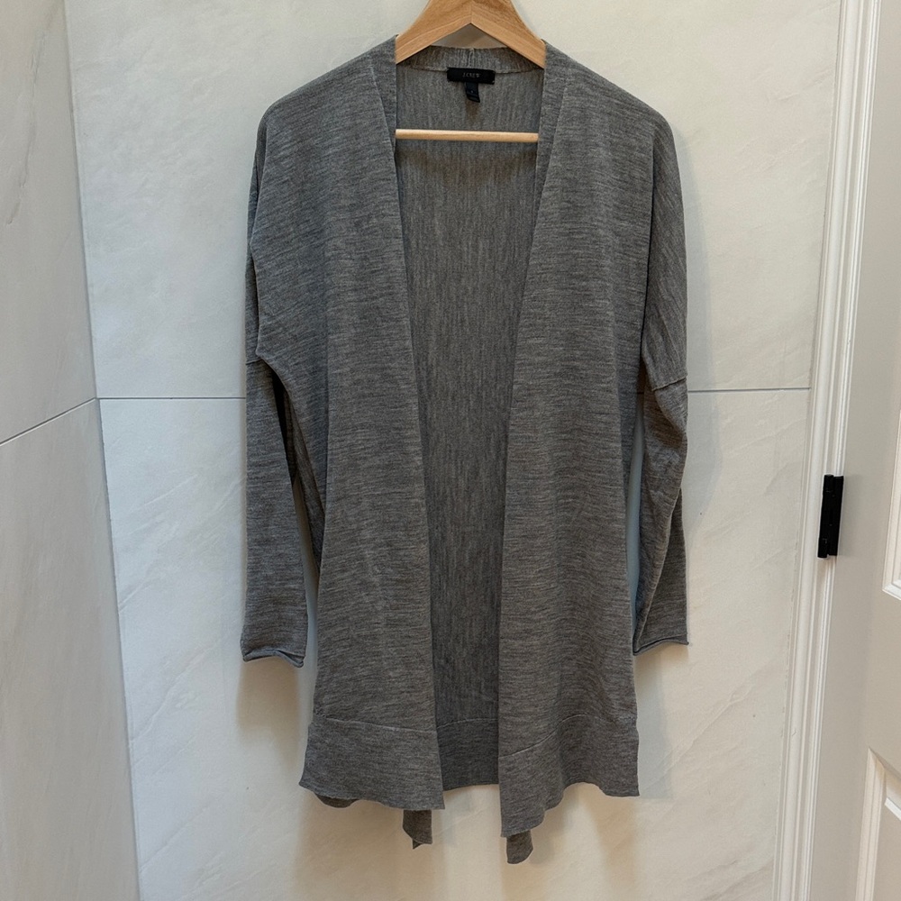 J. Crew Women's Lightweight 100% Merino Wool Longline Open Cardigan Small S